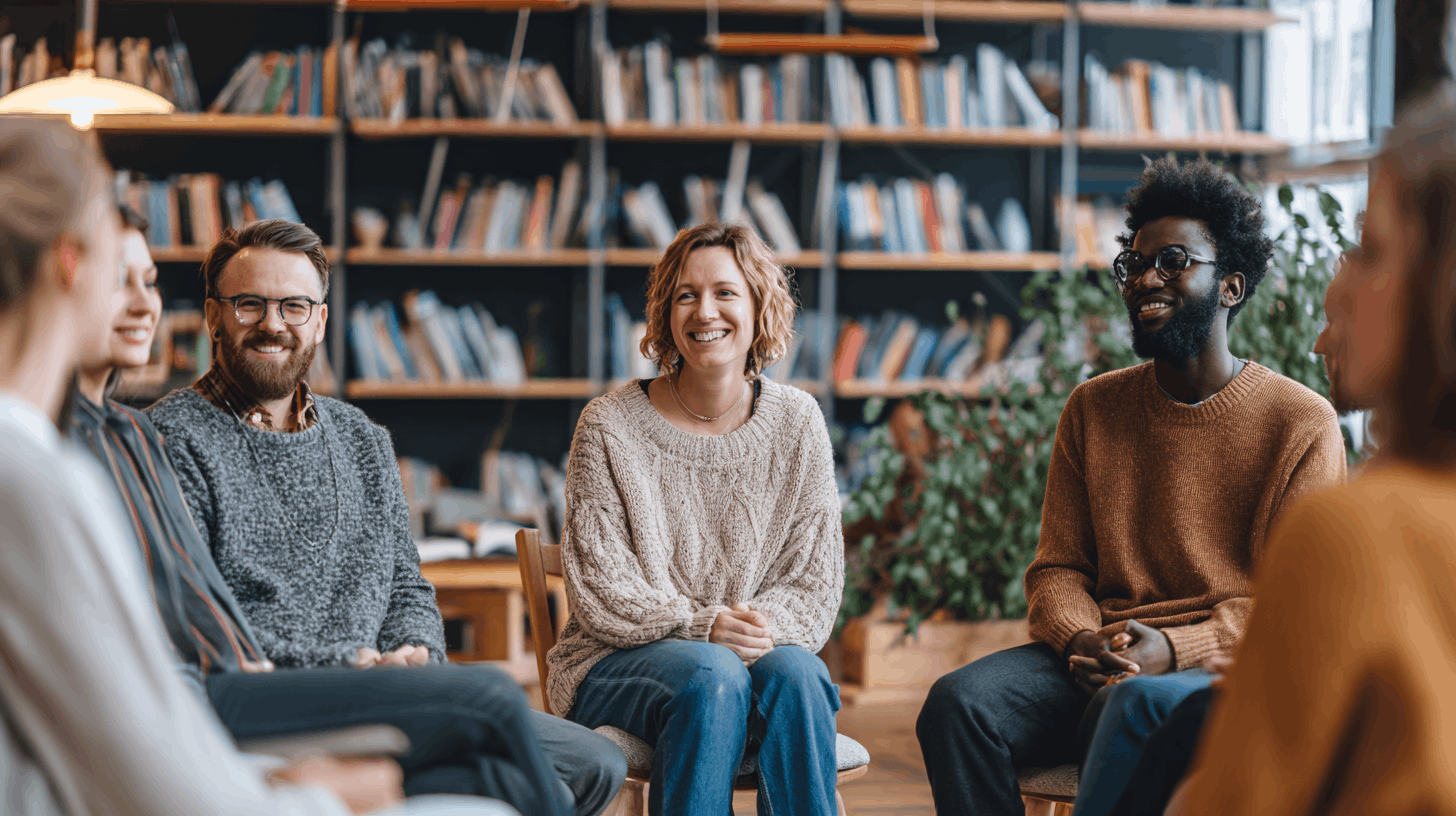 A young woman having a supportive conversation with her parents
